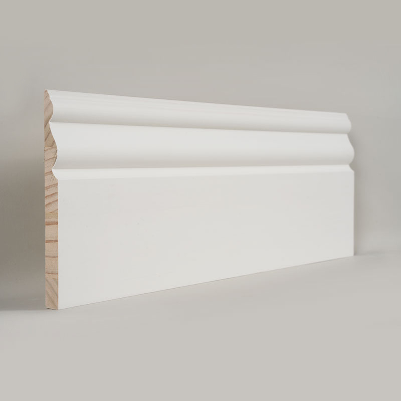 Ván chân tường bằng gỗ thông (Sơn lót & Trắng ngọc trai) 3/5' x 6'