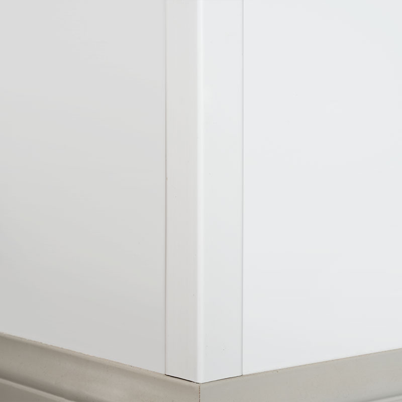 Dải chuyển tiếp góc vuông bằng gỗ nguyên khối (90°) (Sơn lót + Sơn lót) - Trắng 1 1/2' x 1 1/2'