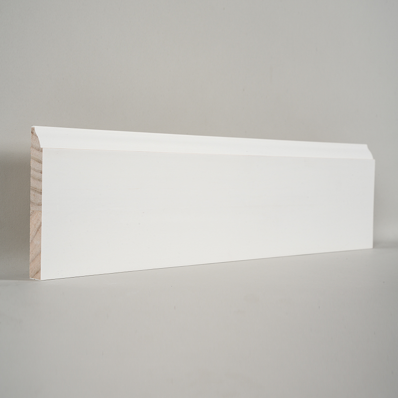 Ván chân tường bằng gỗ thông (Sơn lót & Trắng ngọc trai) 3/5' x 4 1/4'