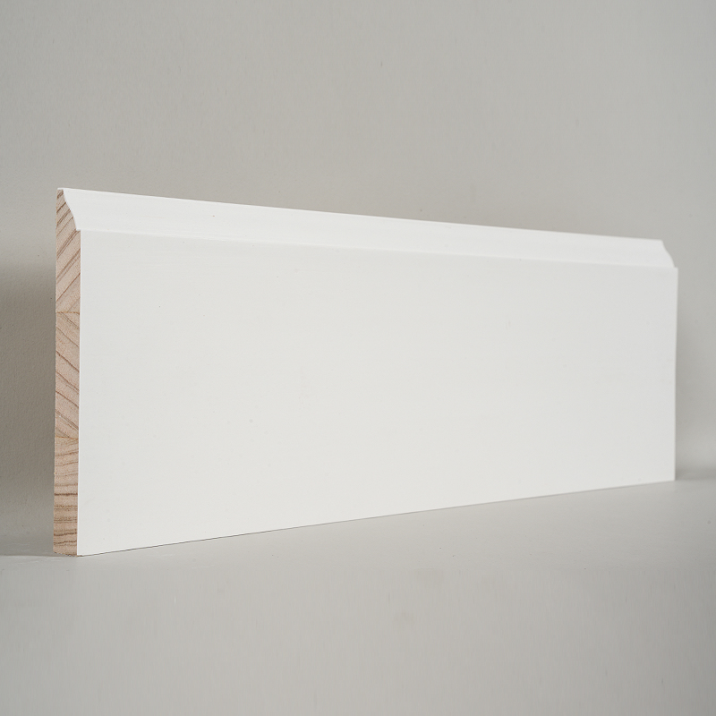 Ván chân tường bằng gỗ thông (Sơn lót & Trắng ngọc trai) 3/5' x 5 1/4'