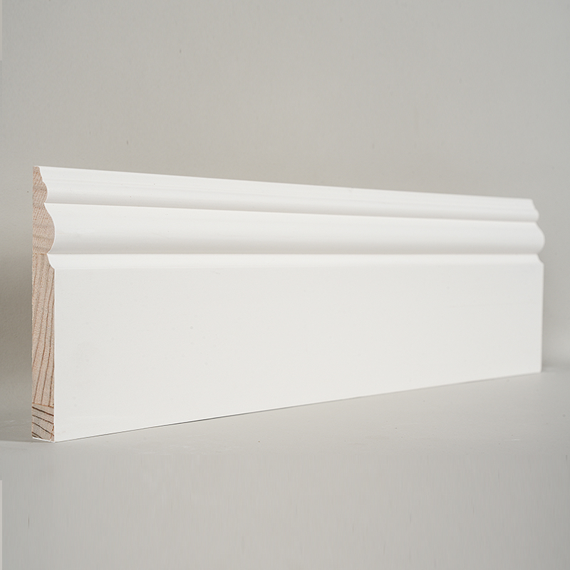 Ván chân tường bằng gỗ thông (Sơn lót & Trắng ngọc trai) 3/5' x 4 1/2'
