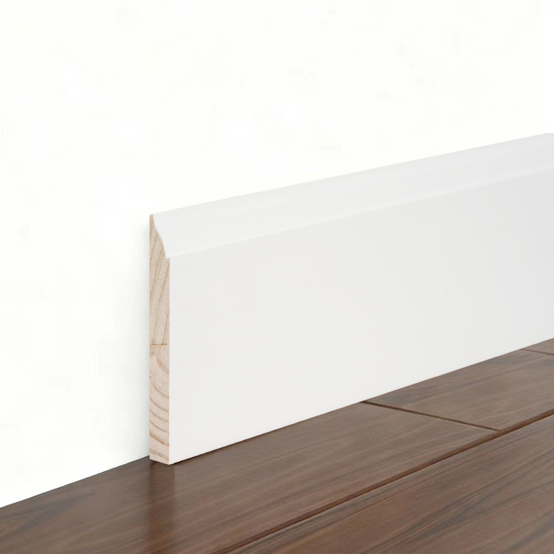 Ván chân tường bằng gỗ thông (Sơn lót & Trắng ngọc trai) 3/5' x 5 1/4'