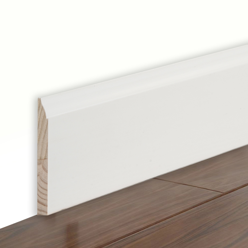 Ván chân tường bằng gỗ thông (Sơn lót & Trắng ngọc trai) 3/5' x 3 1/4'