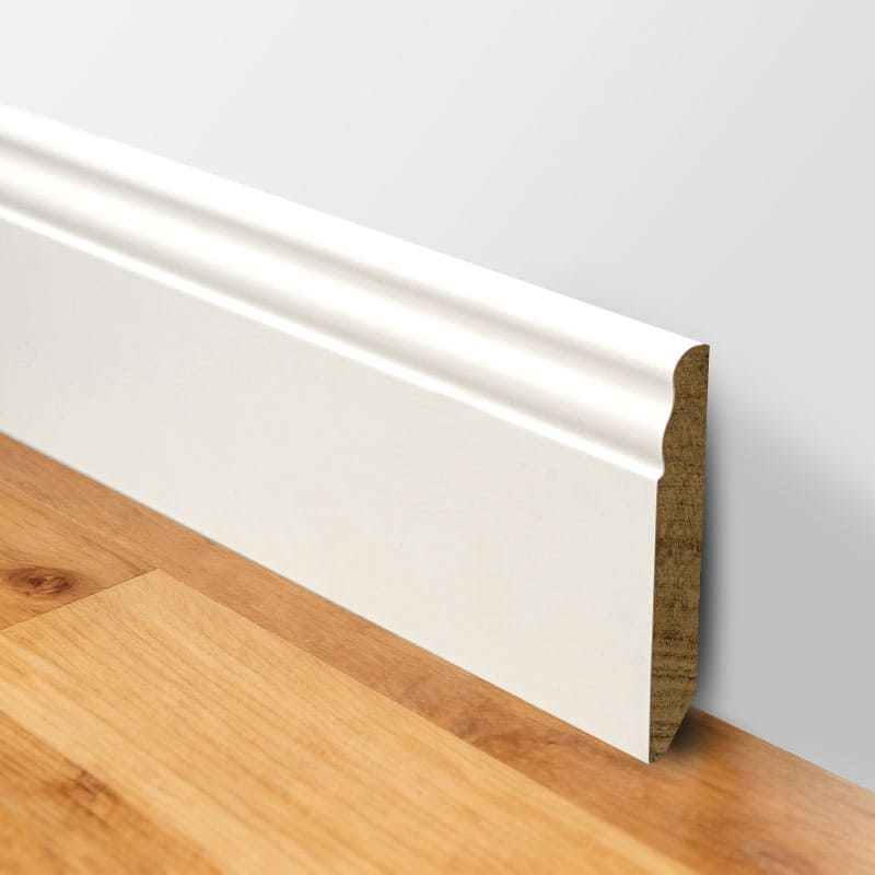 Ván chân tường bằng gỗ nguyên khối (Sơn lót và sơn) -Trắng 3/5' x 3 15/16'